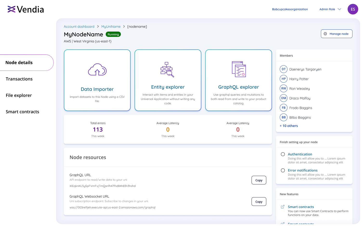 Vendia node configuration