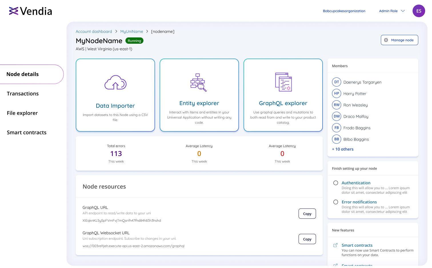 Vendia node configuration