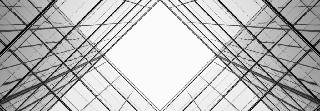 architecture of geometry at glass window - monochrome