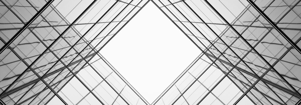 architecture of geometry at glass window - monochrome