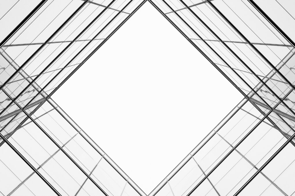 architecture of geometry at glass window - monochrome