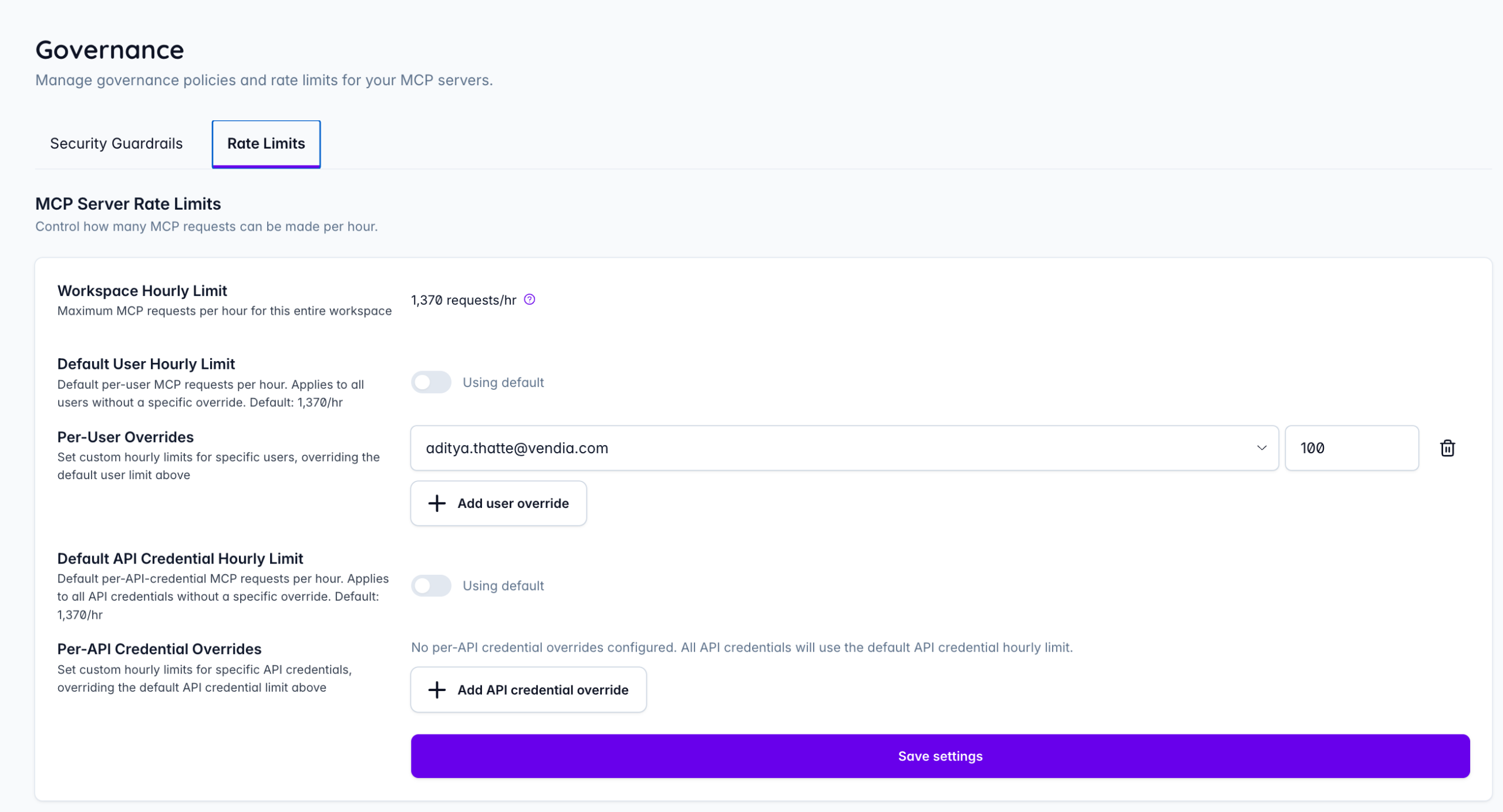Setting a rate limit